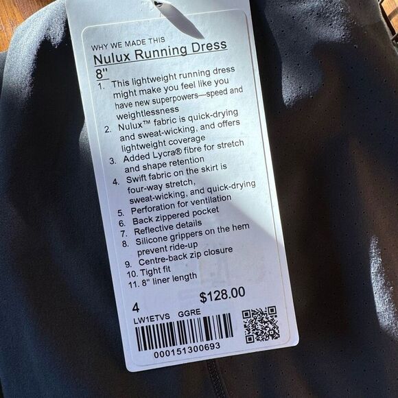 lululemon nulux running dress grey 8” size 4 - Picture 6 of 6